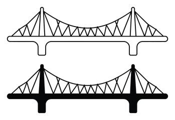 Suspension Bridge Silhouette Vector Illustration