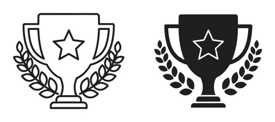 Trophy Cup with Laurel Wreath Vector Illustration