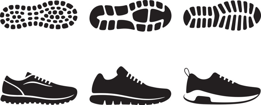 Athletic shoes, running shoes, sneakers, shoe sole prints, sports footwear, footwear patterns, sport gear, casual sneakers