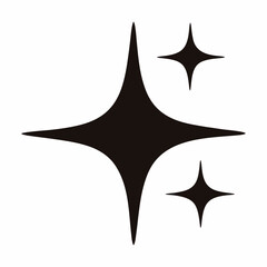 Obraz premium Three black stars scattered on a white background symbolizing cleanliness and sparkle