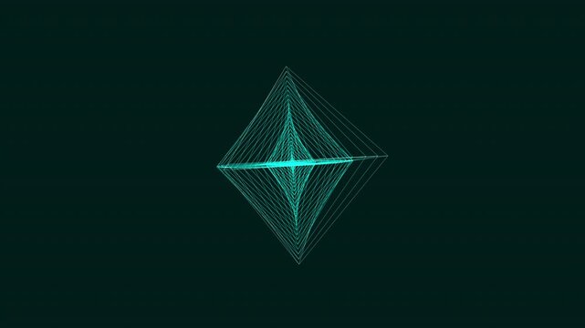 4K ultra HD seamless loop of a 3D octahedron resonating with the Vishuddha Throat Chakra. The sacred geometry performs a gentle morphing motion, perfect for healing meditation and sound baths.