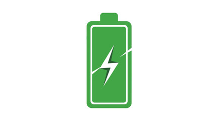 Obraz premium Green battery icon with lightning bolt symbol, representing energy and charging