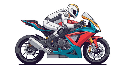 Motorcyclist in racing suit riding a sport bike, dynamic motion, isolated © jas