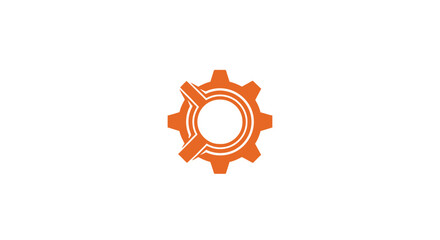 Obraz premium Orange Gear Cog Mechanism Icon on White Background - Industrial Concept