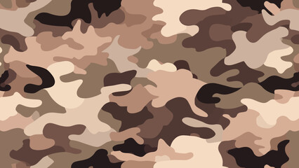 Naklejka premium A seamless camouflage pattern in earthy tones, perfect for military or outdoor applications, offering effective concealment