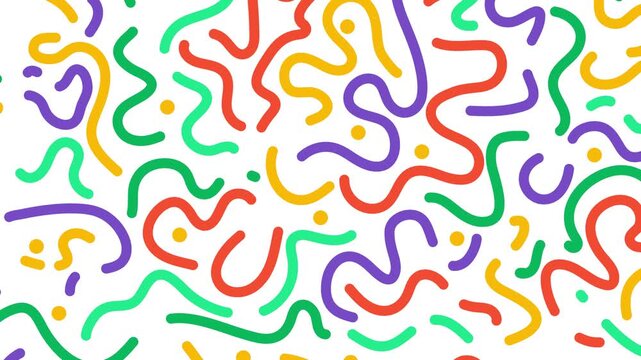 Animated abstract colorful lines and shapes creating dynamic background