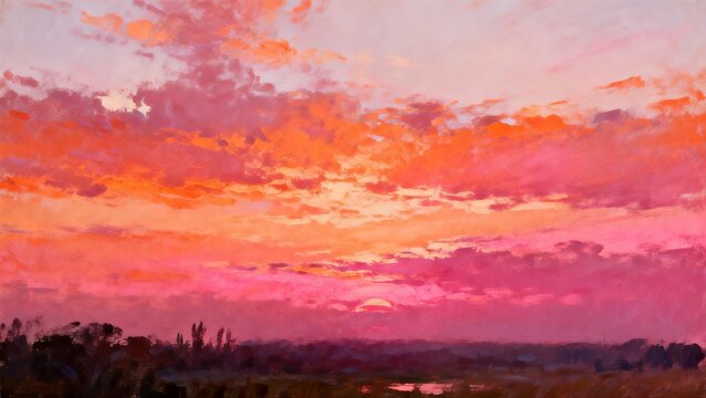 Vivid sunset sky with colorful clouds