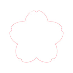 手描きの桜の花の線画フレーム素材 - 春･卒入学･日本のイメージのシンプルでかわいい装飾イラスト