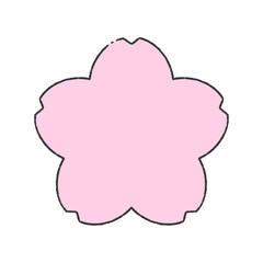 手描きの桜の花の線画フレーム素材 - 春･卒入学･日本のイメージのシンプルでかわいい装飾イラスト