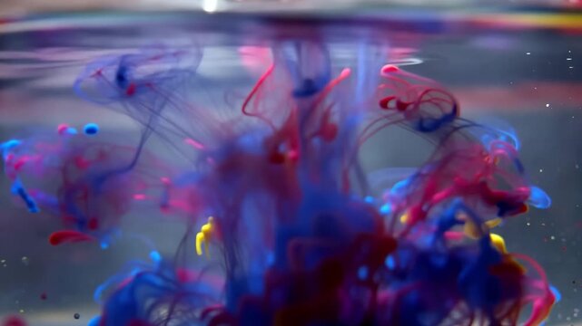 Organic ink dissolving in water fluid movement cinematic macro look soft lighting aesthetic visuals