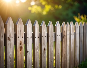 Fototapeta premium Wooden Fence with Sunlight and Bokeh
