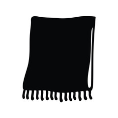 Black fringed throw blanket simple vector illustration for cozy living room