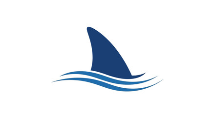 Fototapeta premium Shark Fin Emerging from Blue Waves, Ocean Danger Symbol