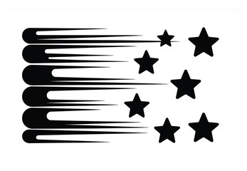 Black Stars and Motion Lines on White Background © Hintsync