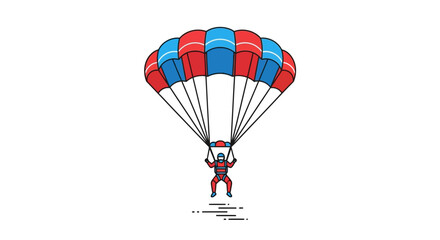 Skydiver Ascending with Colorful Parachute © punduh
