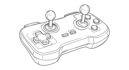 Video Game Controller Drawing, Retro Joystick, Digital Entertainment Input Device © punduh