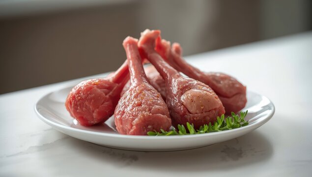 Uncooked oxtails on a plate, prepared for cooking