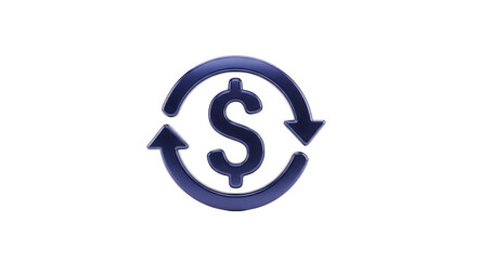 Obraz premium Circular dollar sign with two arrows rotating around it isolated on transparent background