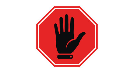 Obraz premium A vibrant red octagonal stop sign features a black hand silhouette indicating a halt silhouette high quality professional