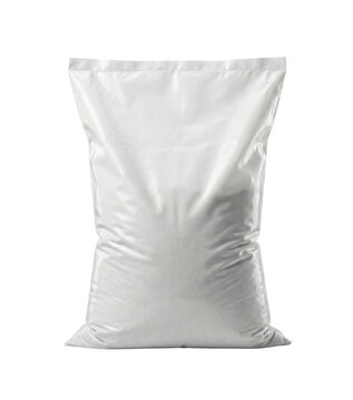 White heavy duty industrial sack isolated. Bulk material packaging.