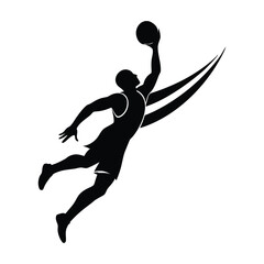 Basketball Player Slam Dunk Silhouette with Action Trails Vector © Nayon Chandro Barmon