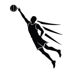Basketball Player Slam Dunk Silhouette with Action Trails Vector © Nayon Chandro Barmon