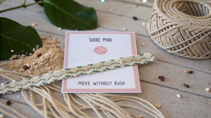 Shore Mind Inspirational Card with Natural Elements for Mindfulness and Relaxation