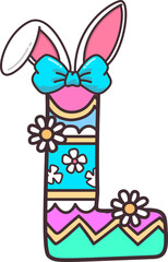 Fototapeta premium Easter Alphabet L with Bunny Ears Illustration