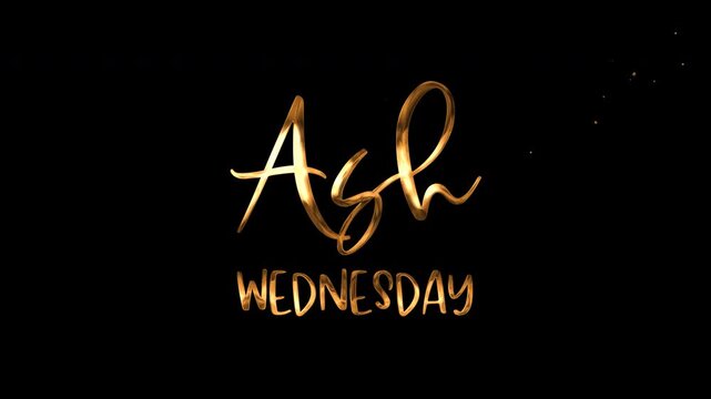 Text ash wednesday in a stylized golden font, ideal for religious graphics, social media posts, and church presentations.
