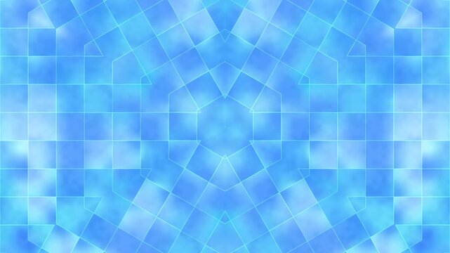 Abstract futuristic kaleidoscope blue geometric tunnel motion background. dynamic graphic pattern.