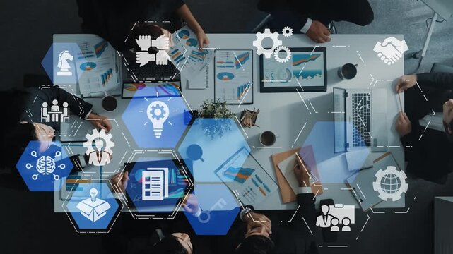 Innovation icons show creativity, teamwork, and project development. Innovation helps organizations design solutions, build strategy, and grow with new business opportunities. Funnel