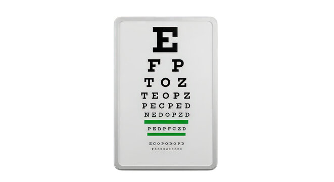 Eye chart for vision testing isolated on transparent background