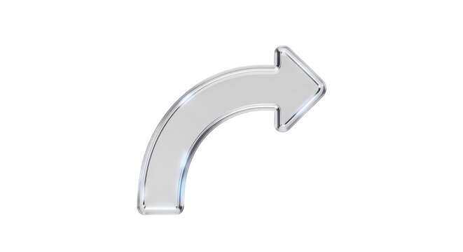 Shiny metallic right arrow icon isolated on transparent background