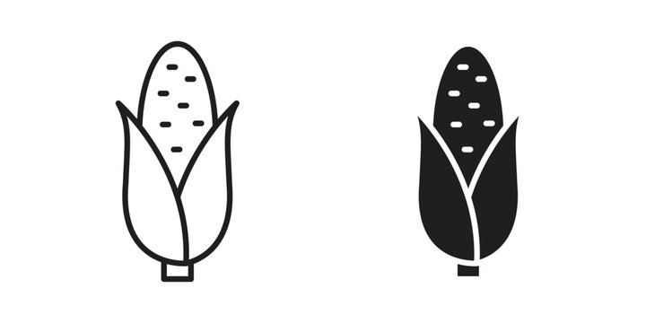 Corn icon linear symbol. Vector Designs.