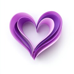 Elegant Purple Paper Heart Shape Valentines Day Romance Symbol Isolated