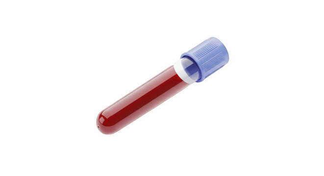 Blood sample in a test tube isolated on transparent background