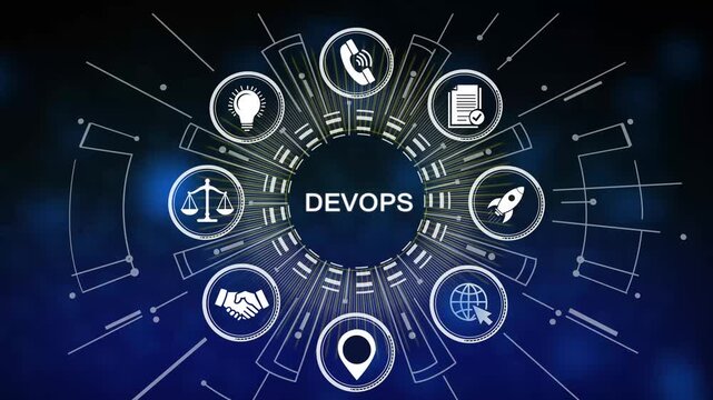 Dev Ops Concept Infographic with Keywords and on Dark Background devops software development