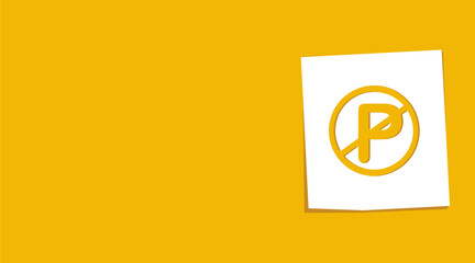 No Parking icon background on a paper note, vector illustration. Flat design style.