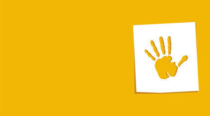 Hand icon background on a paper note, vector illustration. Flat design style.