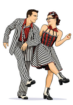 071-06-Enthusiastic couple performing a lindy hop swing dance with vintage styling