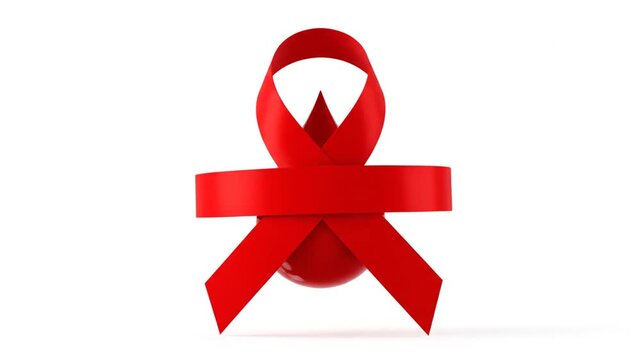 Red Ribbon Symbolizing HIV AIDS Awareness.