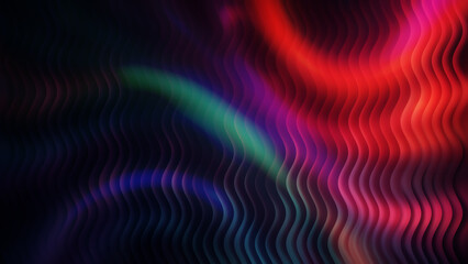 Obraz premium Vibrant multicolor wavy lines on dark background vector illustration
