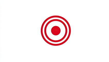 A red bullseye target graphic with concentric circles centered on a white background