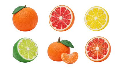 Obraz premium various citrus fruits whole and sliced against a white backdrop health and nutrition