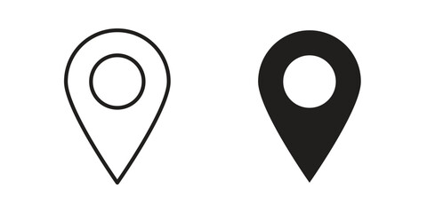 Map marker icon linear symbol. Vector Designs.