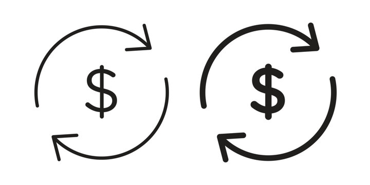 Money exchange icon linear symbol. Vector Designs.
