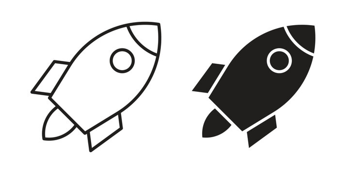Rocket launch icon linear symbol. Vector Designs.
