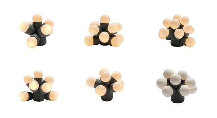 modern lamps on white background in a studio different angles for interior design concepts