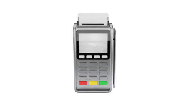 Epson receipt printer with color buttons isolated on transparent background