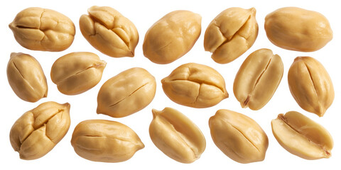 Obraz premium Roasted peanuts on white background snack food